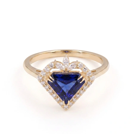 Lab Grown Diamond Royal Blue Sapphire Solid Gold Ring Lab Grown Diamond Royal Blue Sapphire Solid Gold Ring