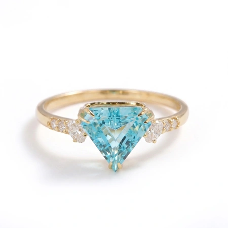 Lab Grown Diamond Paraiba Tourmaline 9 Karat Gold Ring