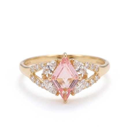 Lab Grown Diamond Padparadscha Sapphire 9Kt Yellow Gold Ring Lab Grown Diamond Padparadscha Sapphire 9Kt Yellow Gold Ring