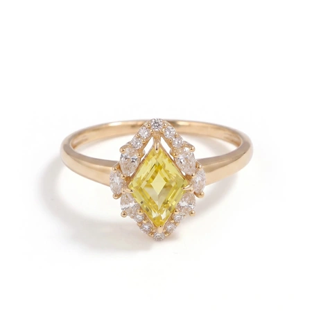 Lab Grown Diamond Yellow Sapphire 9Kt Solid Gold Ring