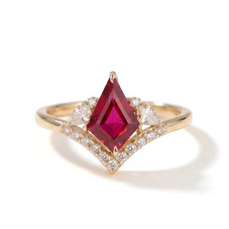 Lab Grown Diamond Pigeon Blood Ruby 9Kt Gold Ring