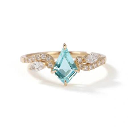 Lab Grown Diamond Paraiba Tourmaline 9Kt Yellow Gold Ring