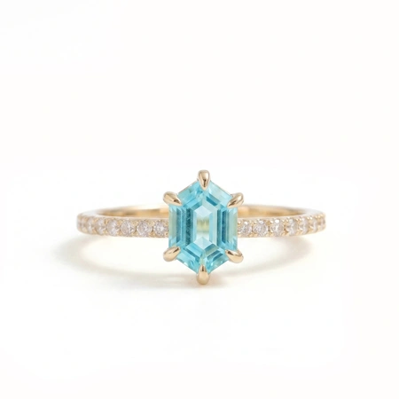 Lab Grown Diamond Paraiba Tourmaline 9Kt Solid Gold Ring Lab Grown Diamond Paraiba Tourmaline 9Kt Solid Gold Ring