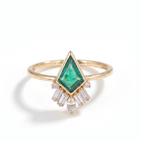 Lab Grown Diamond Columbia Emerald 9Kt Yellow Gold Ring