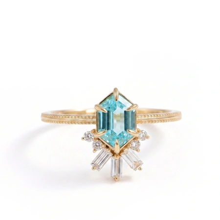 Lab Grown Diamond Paraiba Tourmaline 9Kt Gold Ring Lab Grown Diamond Paraiba Tourmaline 9Kt Gold Ring