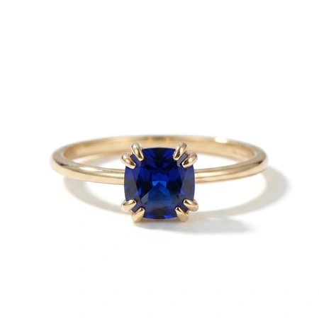 Handcrafted 9 Kt Gold Ring with Lab Grown Royal Blue Sapphire Handcrafted 9 Kt Gold Ring with Lab Grown Royal Blue Sapphire
