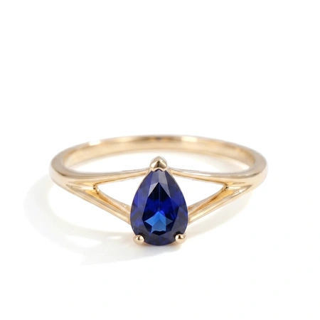 Lab Grown Blue Sapphire 9Kt Yellow Gold Ring Handcrafted Lab Grown Blue Sapphire 9Kt Yellow Gold Ring Handcrafted